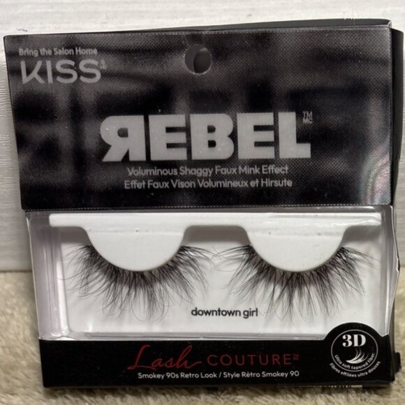 Kiss Rebel 3D Faux Mink Effect Lashes Downtown Girl Smokey 90 Style Lash Couture - Picture 1 of 5